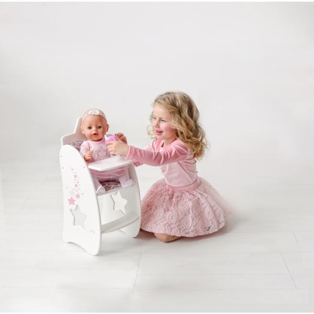 Стульчик для кормления с мягким сиденьем белый(Diamond star)