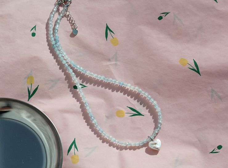 Чокер из аквамарина Pearl heart
