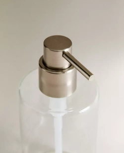 ZARA HOME ДОЗАТОР ДЛЯ МЫЛА ИЗ ТЕРМОСТОЙКОГО СТЕКЛА С НАДПИСЬЮ, ПРОЗРАЧНЫЙ