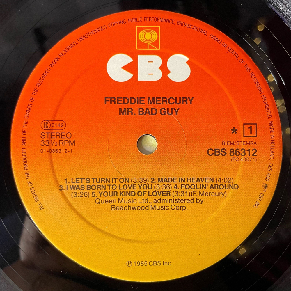 Винтажная виниловая пластинка LP Freddie Mercury Mr. Bad Guy (Нидерланды 1985)