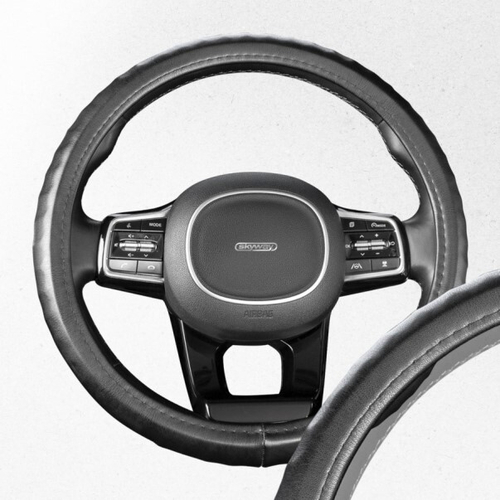 Оплетка руля M 37-38 см экокожа черная Top-12 (SKYWAY)