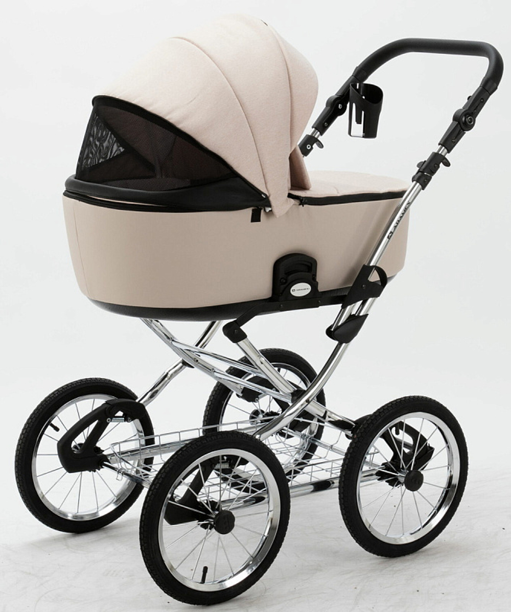 Детская коляска Adamex Porto Retro 2 в 1 PO-PS33 (СВ.БЕЖ+СВ.БЕЖА КОЖА)