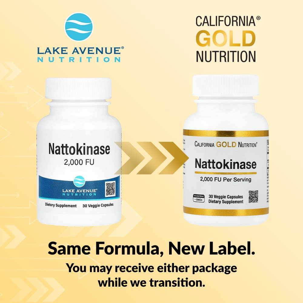 California Gold Nutrition, Наттокиназа, протеолитический фермент, 2000 FU, 30 растительных капсул