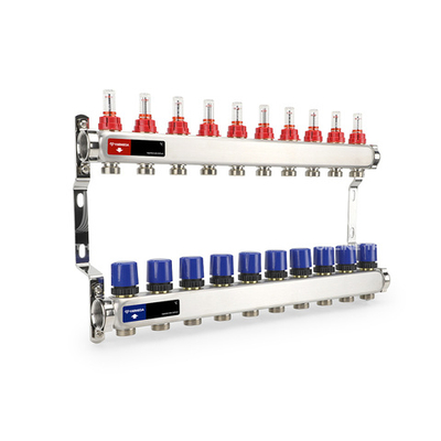 Коллекторная группа для теплого пола Varmega - 1" на 10 контуров 3/4" EK (нержавеющая сталь)