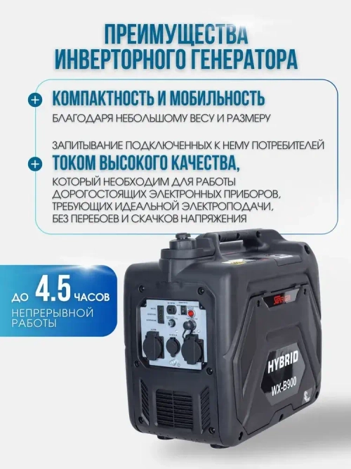 Инверторный электрогенератор бензиновый SUPER GEN WX-B900, 4кВт