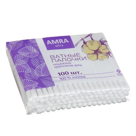 Ватные палочки Amra пакет 100 шт