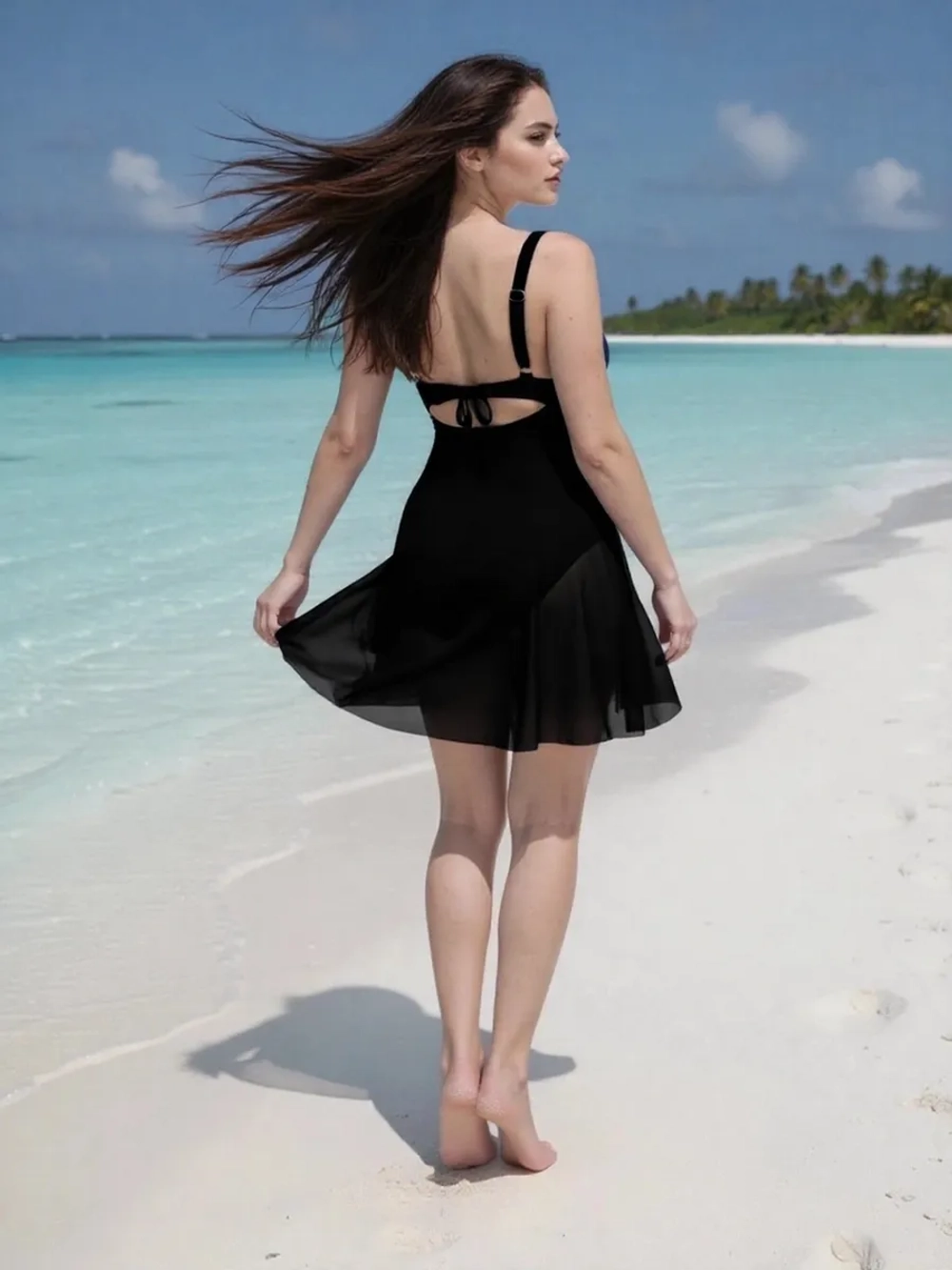 Купальник-платье слитный однотонный большой размер