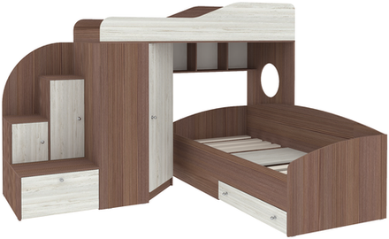 Кровать-чердак КарИВи Кадет 2 Бодего Темный Винтерберг