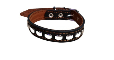 Ошейник SoGood для средних собак кожаный с железным украшением  45х2.5см