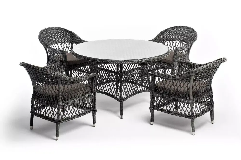 "Дольче" обеденная группа из искусственного ротанга, цвет графит