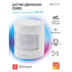 Датчик движения ЭРА DM-01 для дома, беспроводной, на батарейках, SMART Zigbee