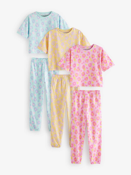 Пижама для девочки Next E31-745, 3 шт., Голубой, Светло-желтый, Розовый