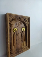 Освященная Икона Святые Петр и Февронья Муромские дуб 14х19