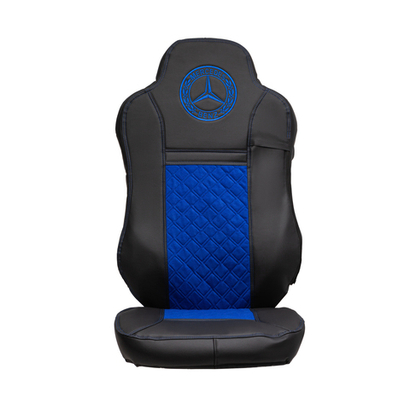 Чехлы Mercedes AXOR после 2014 года Высокие сиденья (экокожа, черный, синяя вставка)