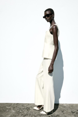 ZARA ТОП-БЮСТЬЕ С ЗАСТЕЖКОЙ-МОЛНИЕЙ, ЭКРЮ