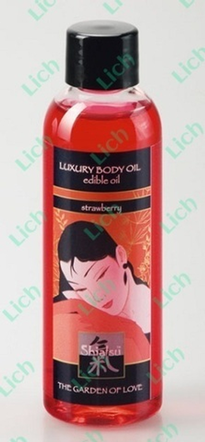 Съедобное массажное масло с ароматом клубники, 100 мл.