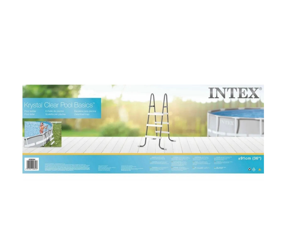 Лестница для бассейна Intex, четырехступенчатая с площадкой, цвет бирюзовый