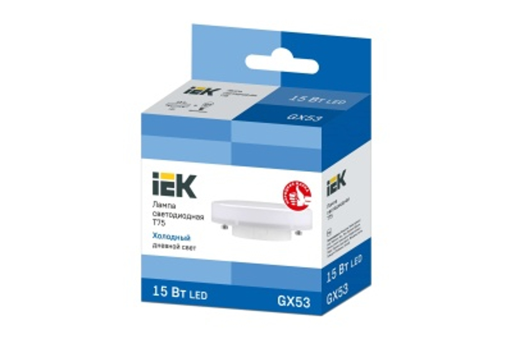 Лампа светодиодная Т75 15Вт 230В 6500К GX53 ИЭК LLE-T80-15-230-65-GX53