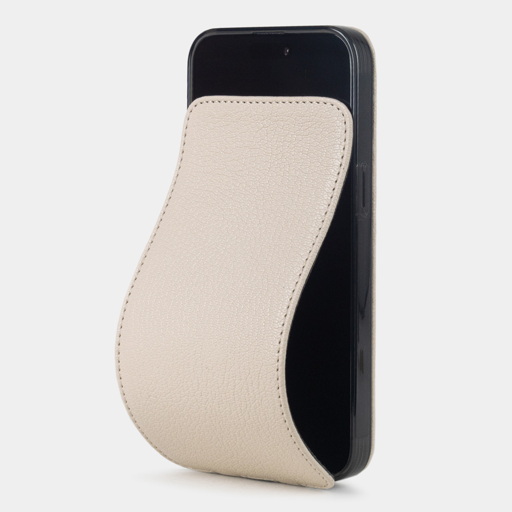 Чехол iPhone 16 Pro Max натуральная кожа козы, кремового цвета