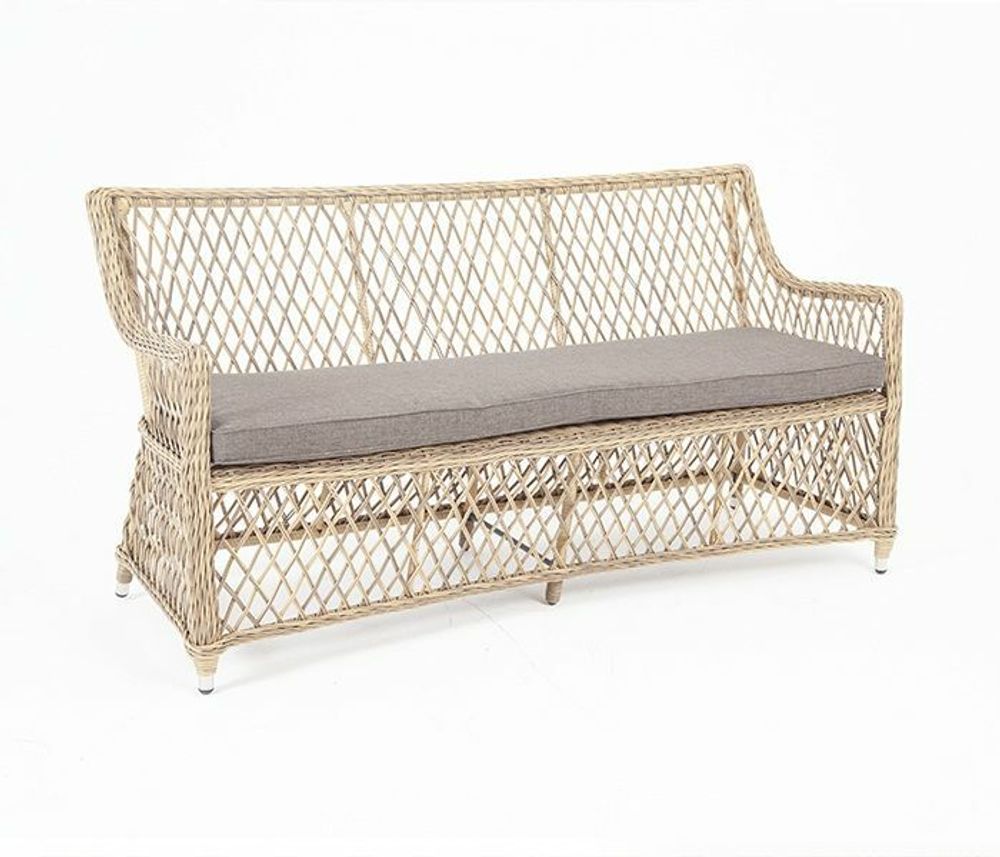 "Латте" диван двухместный из искусственного ротанга, цвет соломенный