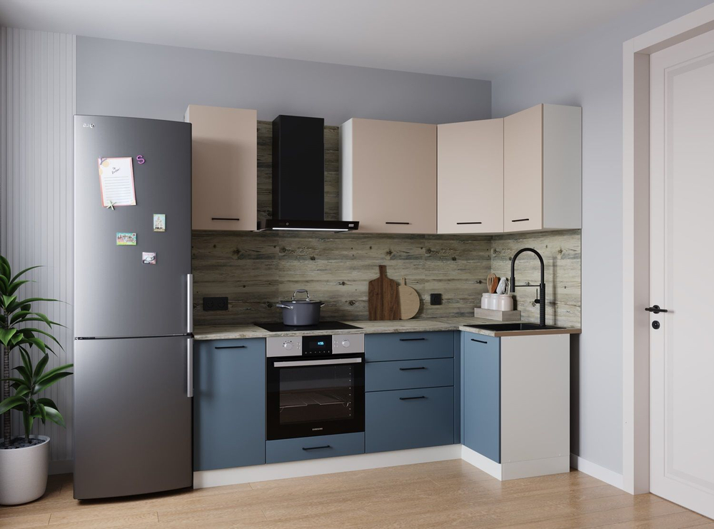 Кухонный гарнитур угловой Fusion 2200х1000 (26 мм)