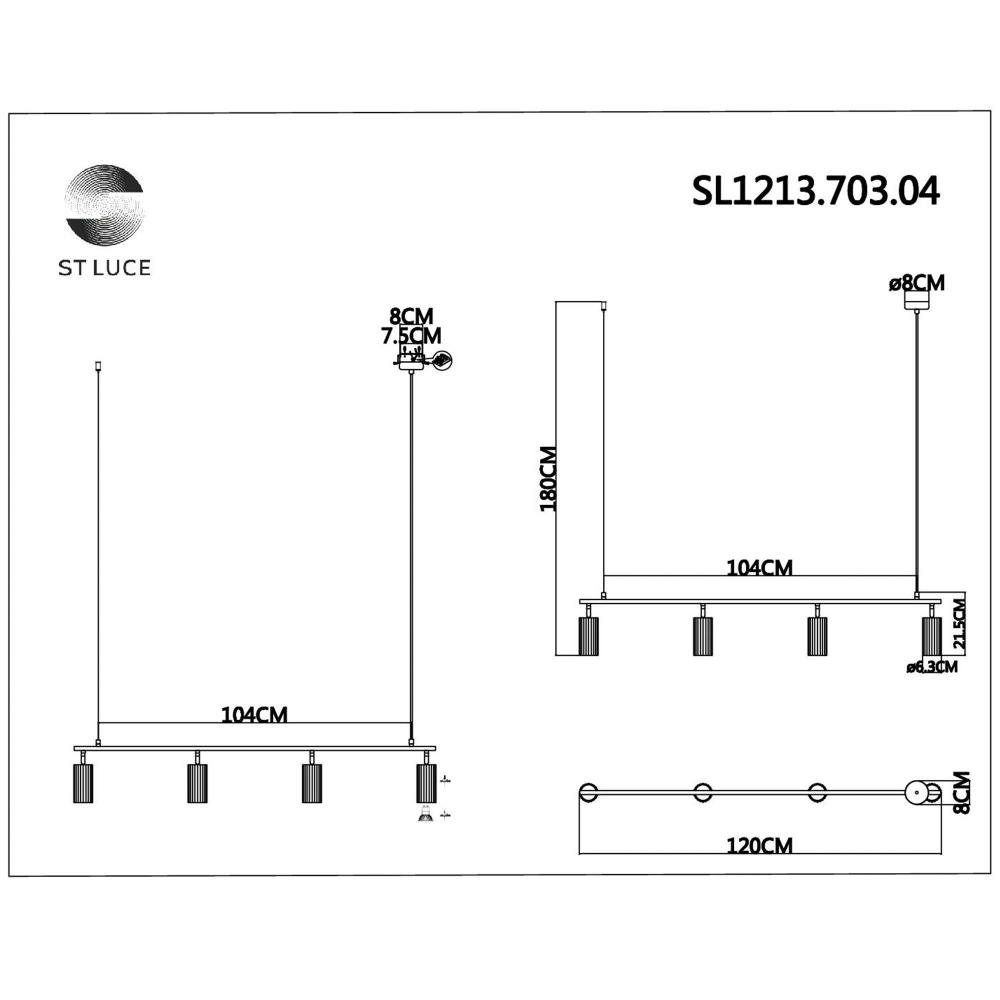 SL1213.703.04 Светильник подвесной ST-Luce Серый/Серый GU10 4*5W 4000K