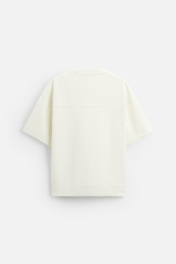 ZARA ТОЛСТОВКА INTERLOCK ИЗ РЕЛЬЕФНОЙ ТКАНИ, ЖЕЛТОВАТО-БЕЛЫЙ