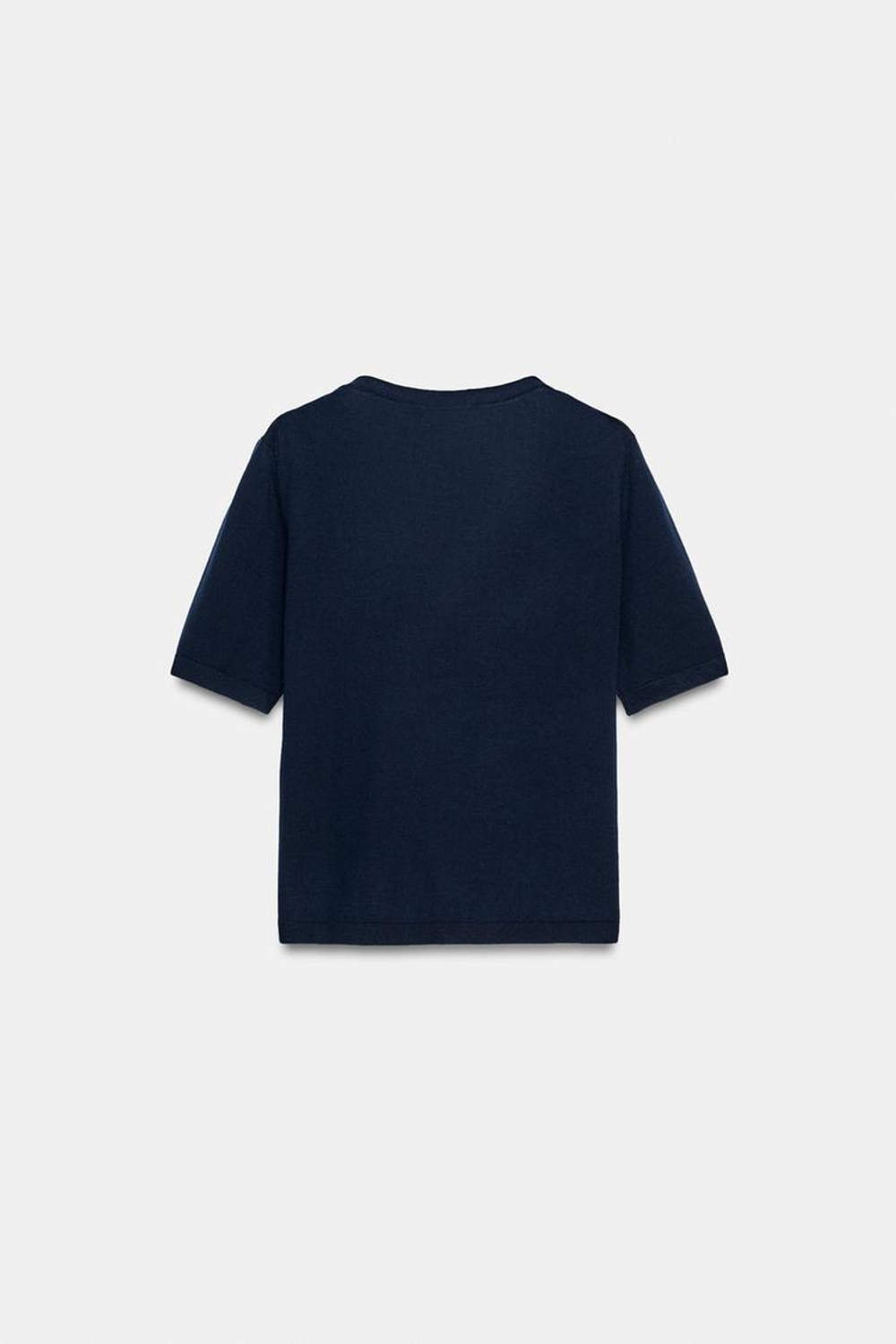 ZARA КАРДИГАН ИЗ 100% ЭКСТРАТОНКОЙ ШЕРСТИ С КОРОТКИМ РУКАВОМ, МОРСКОЙ СИНИЙ