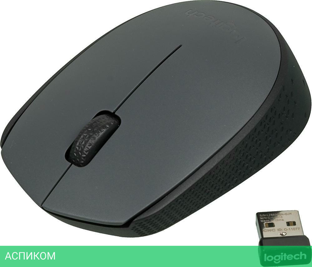 Мышь Logitech M170 серый/черный оптическая (910-004642)
