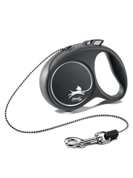 Поводок-рулетка Flexi Black Design XS. Трос 3 м. для собак до 8 кг. Серебряный