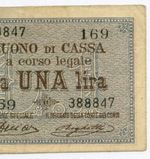 Банкнота Италия 1 лира 1914 год 169 388847. VF