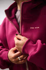 Худи на молнии укороченная с начесом, "Малина"