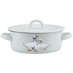 Кастрюля эмалированная 1,5л, «Гуси» белая 01-1608/4н-(12)