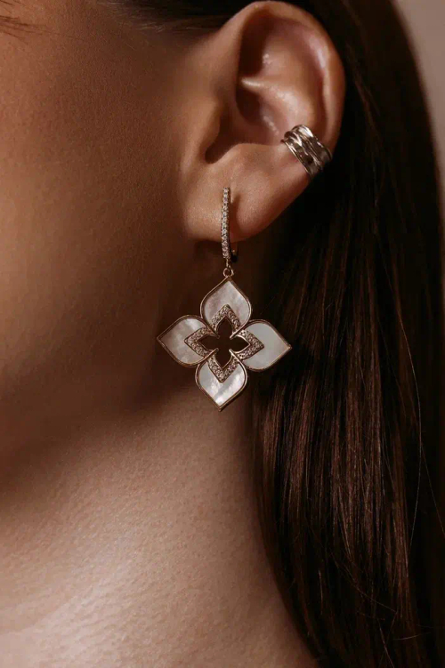 Серьги "TRUE FLOWERS" динамичные в золочении