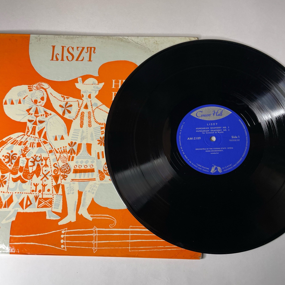 Винтажная виниловая пластинка LP Liszt Лист, Johann Strauss Штраус, The Vienna State Opera Orchestra, Hans Swarowsky Hungarian Rhapsodies Nos. 1, 2, 3 And 6 (Англия 1961)