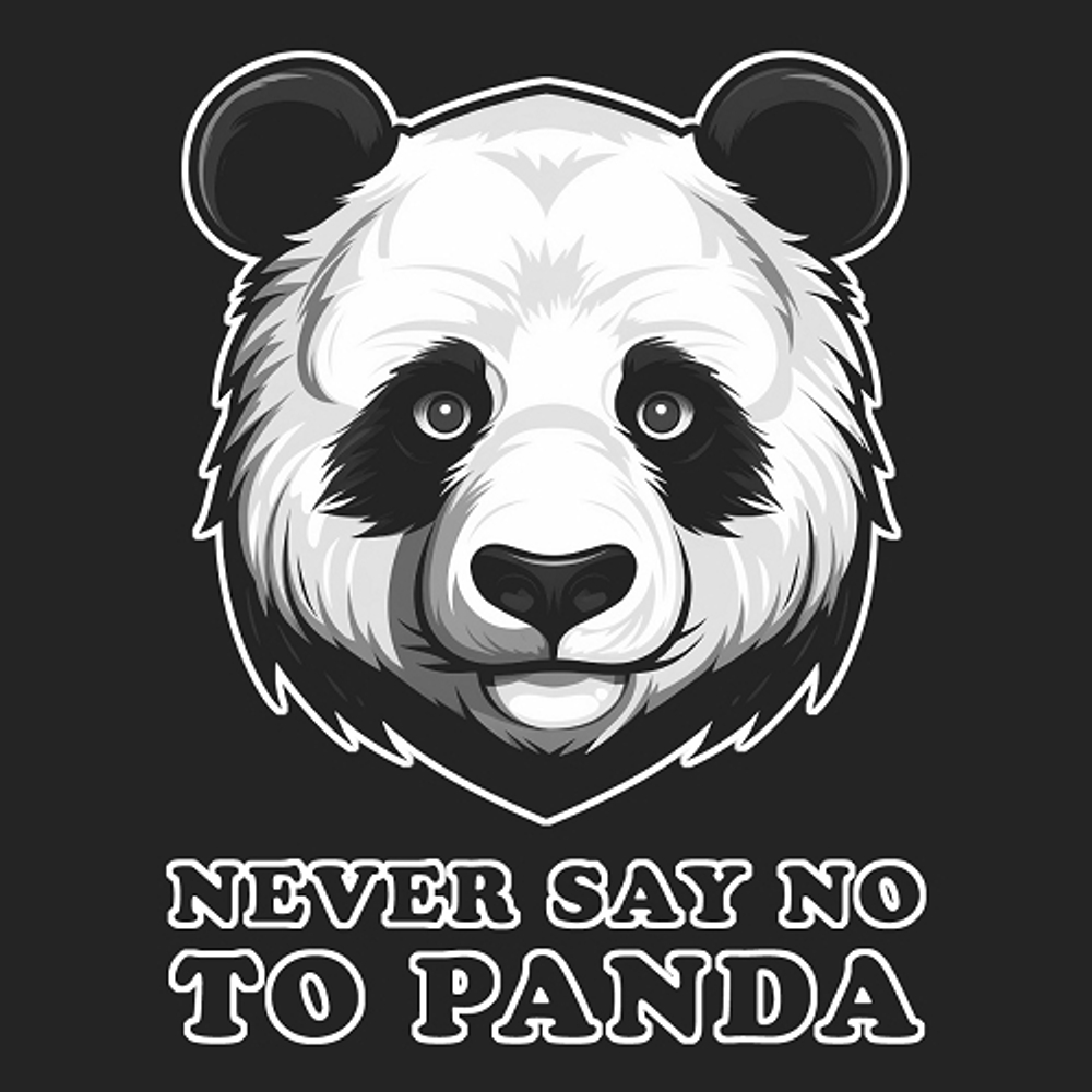 принт PewPewCat Футболка с пандой Never say no to panda черный