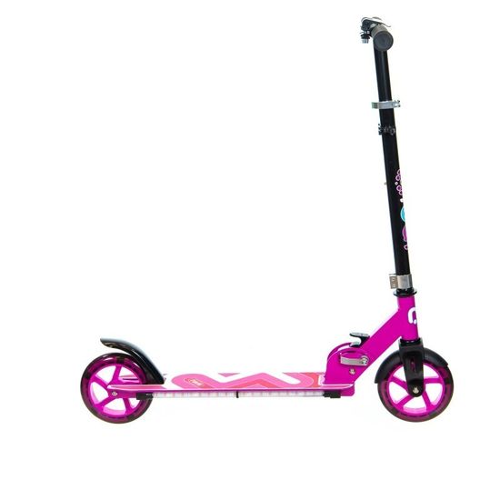 Складной двухколёсный самокат со светящимися колёсами и платформой Micar Flash 145 фиолетовый