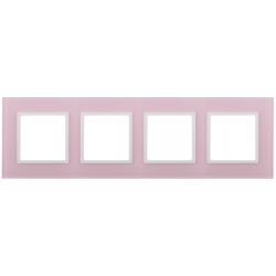 14-5104-30 ЭРА Рамка на 4 поста, стекло, Эра Elegance, розовый+бел