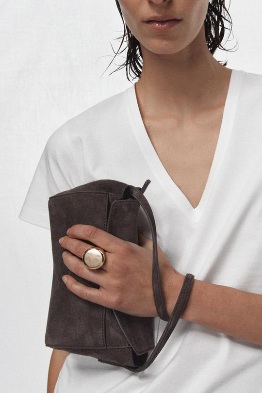 ZARA МИНИ-СУМКА ИЗ КОЖИ, КОРИЧНЕВЫЙ