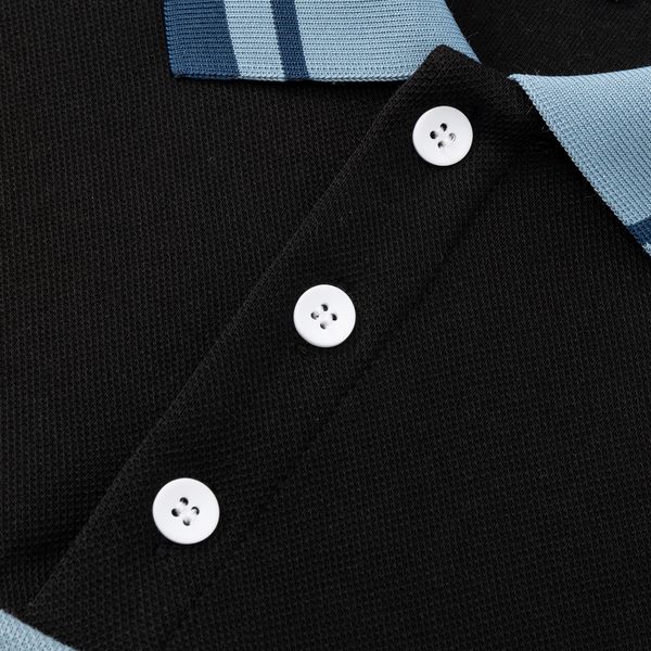 Поло черный/синий/пыльно-синий - фото 5