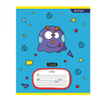 Тетрадь 12л., линия, Alingar, скрепка, блок офсет, 100% белизна, мелованный картон (стандарт), "Весёлые монстрики"