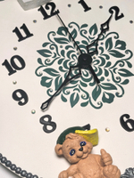 Авторские детские настенные часы с игрушками "Три медведя" 30см