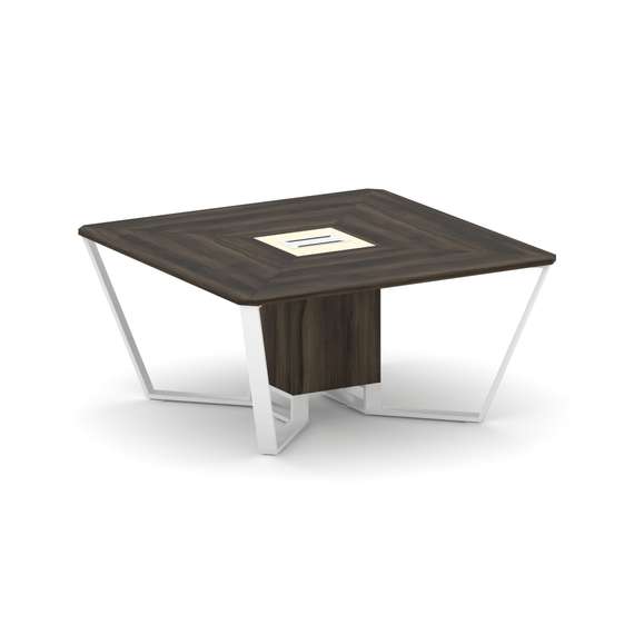 Steel Meet Стол переговорный квадратный KM-PR.B.SP-08 Дуб Мали/Ваниль Глянец/Металл Белый 1600*1600*