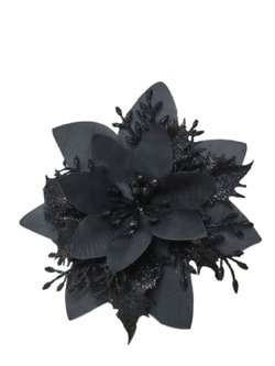 Набор новогодних цветов на ёлку 8шт черные (6934)