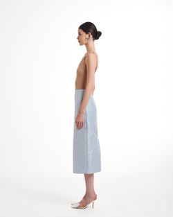 Юбка миди шелк шанутнг ГОЛУБОЙ