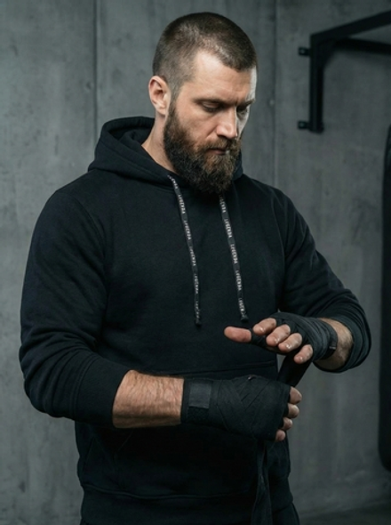 Толстовка с капюшоном и карманом кенгуру мужская LEGENDA Urban чёрная