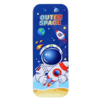 Пенал металлический "Космонавт" 20*7,5*2,7см, два отсека