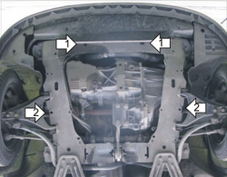 Защита картера двигателя, КПП. 2 мм, Сталь для Renault Clio Symbol 1998-2002, Motodor.71708