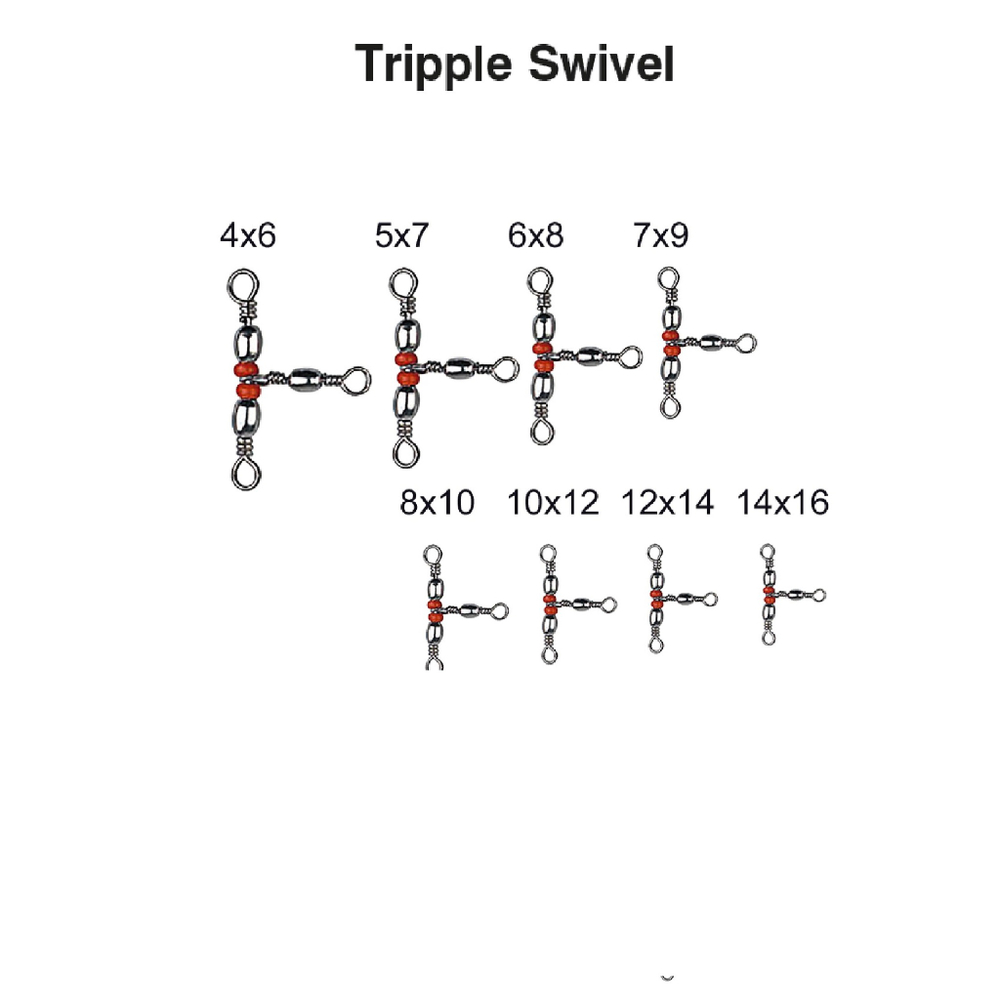 Вертлюг "Волжанка" Tripple Swivel # 4*6 тест 30кг (5шт/уп ) по 5 упаковок