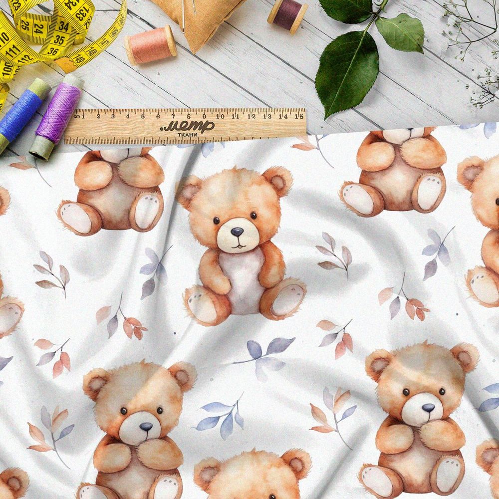 Ткань премиум сатин игрушечные медведи